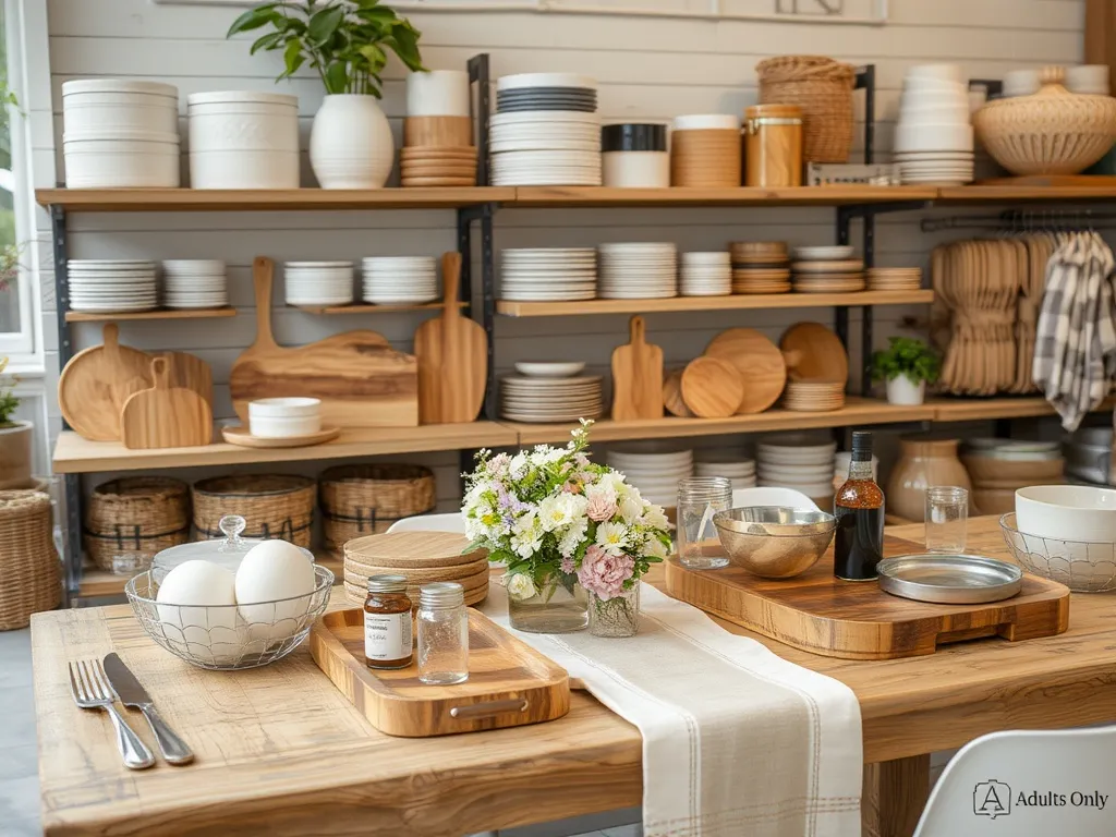 Rustic outdoor tableware set on a wooden table